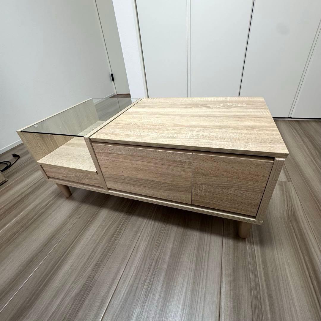 LOWYA ドレッサー ローテーブル コスメ台 センターテーブル 鏡 オーク