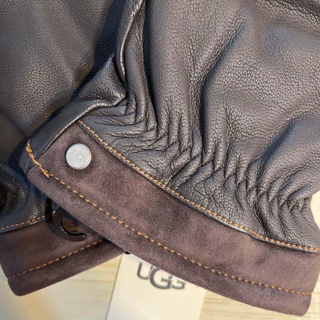 UGGアグ 手袋 グローブ メンズ 防寒 革手袋 レザー 本革 茶色ブランド新品