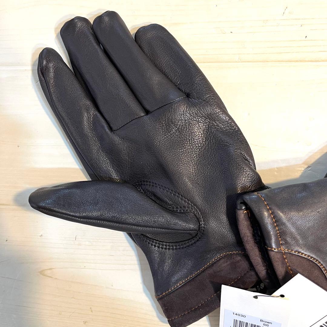 UGGアグ 手袋 グローブ メンズ 防寒 革手袋 レザー 本革 茶色ブランド新品