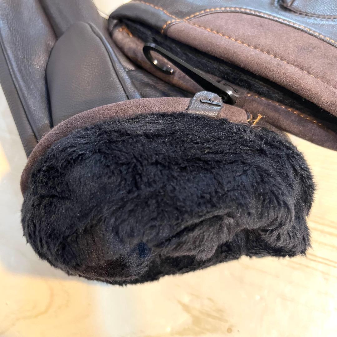 UGGアグ 手袋 グローブ メンズ 防寒 革手袋 レザー 本革 茶色ブランド新品