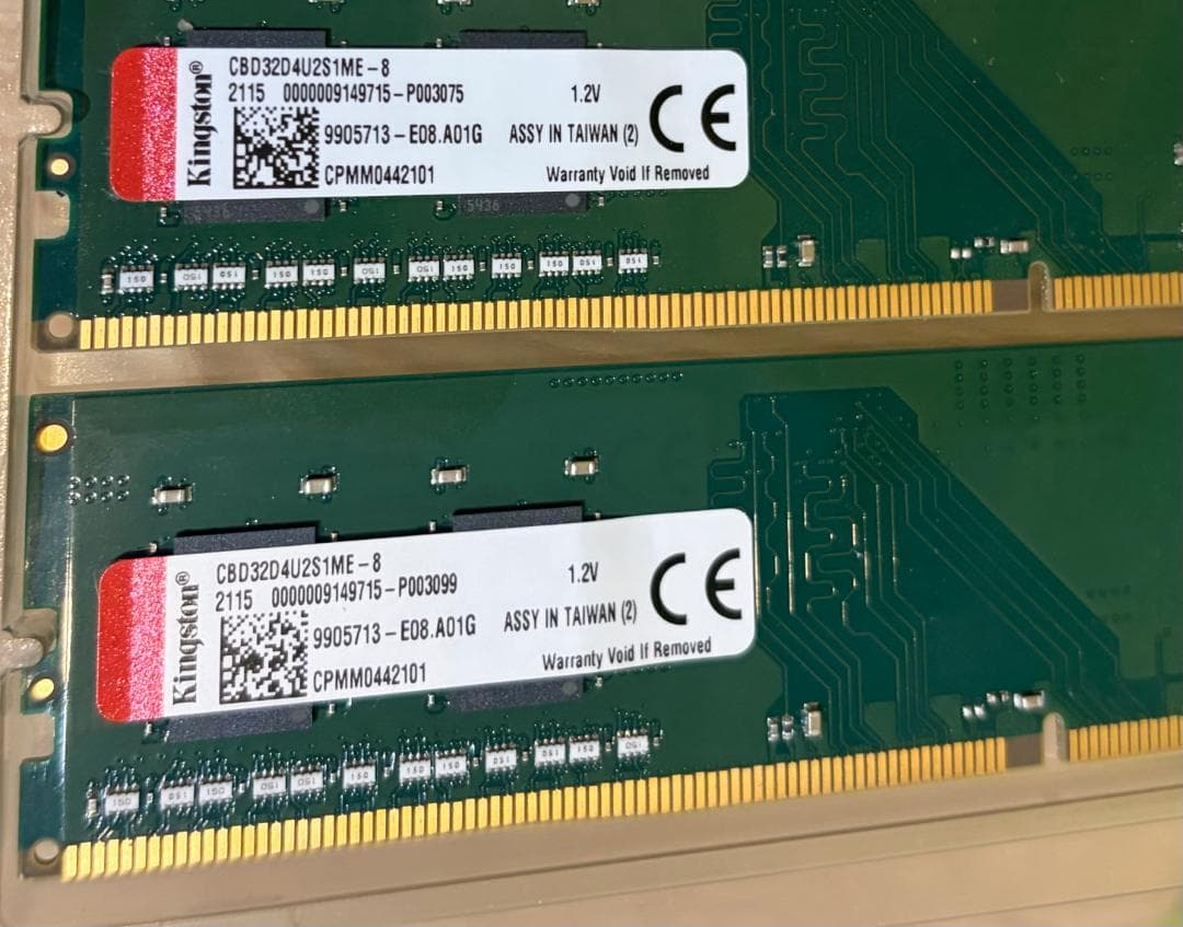 【動作確認済】Kingston DDR4-3200 16GB (8GB×2枚)