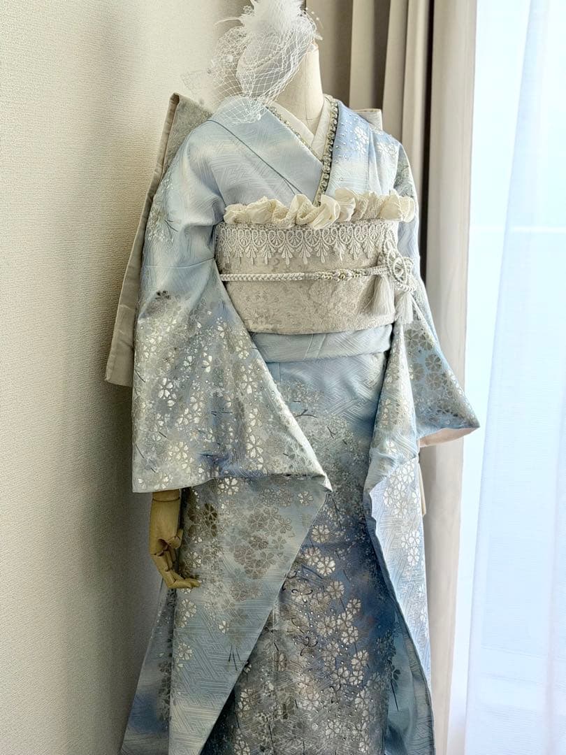 高級　振袖フルセット　水色　桂由美柄
