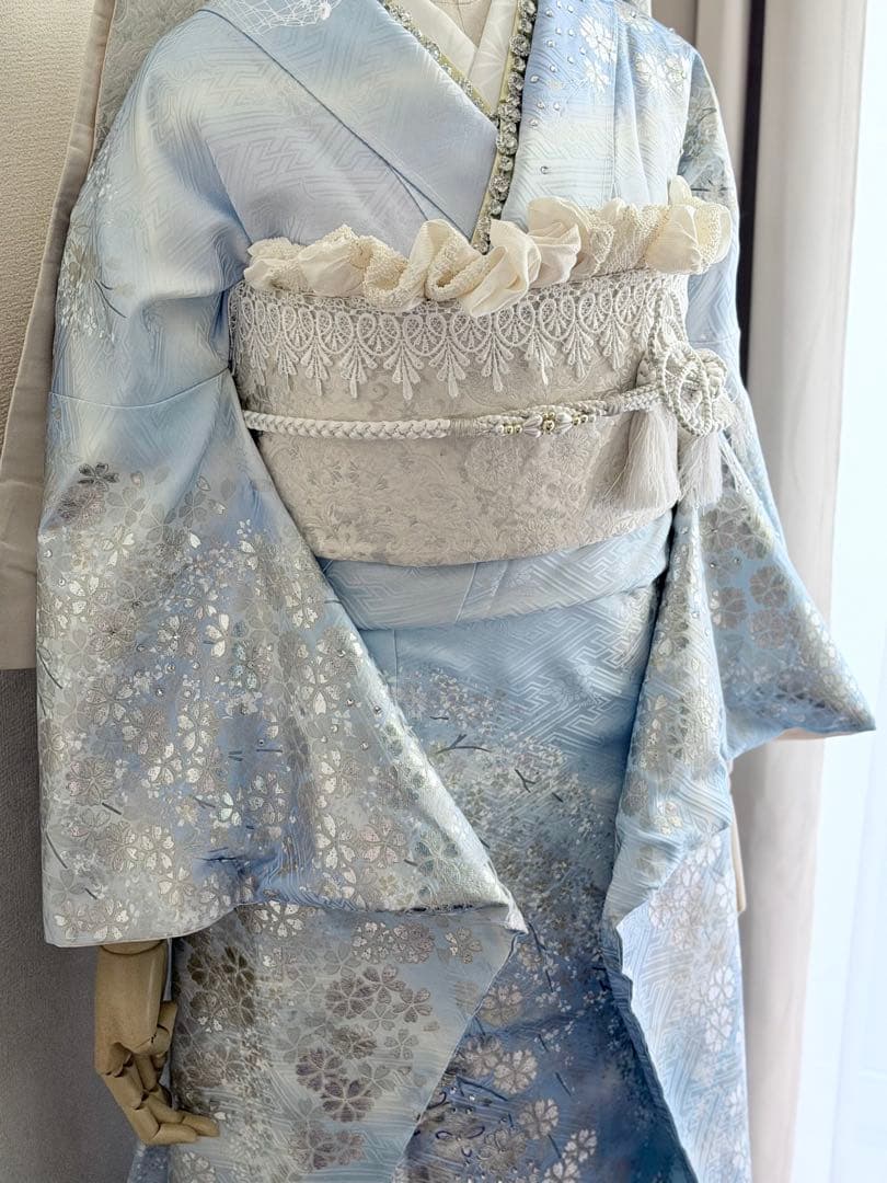 高級　振袖フルセット　水色　桂由美柄