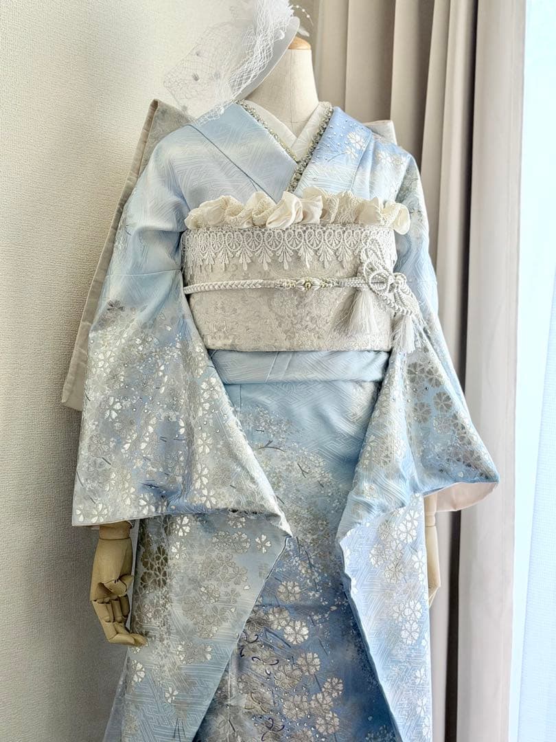 高級　振袖フルセット　水色　桂由美柄