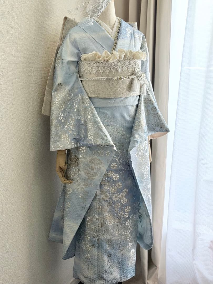 高級　振袖フルセット　水色　桂由美柄