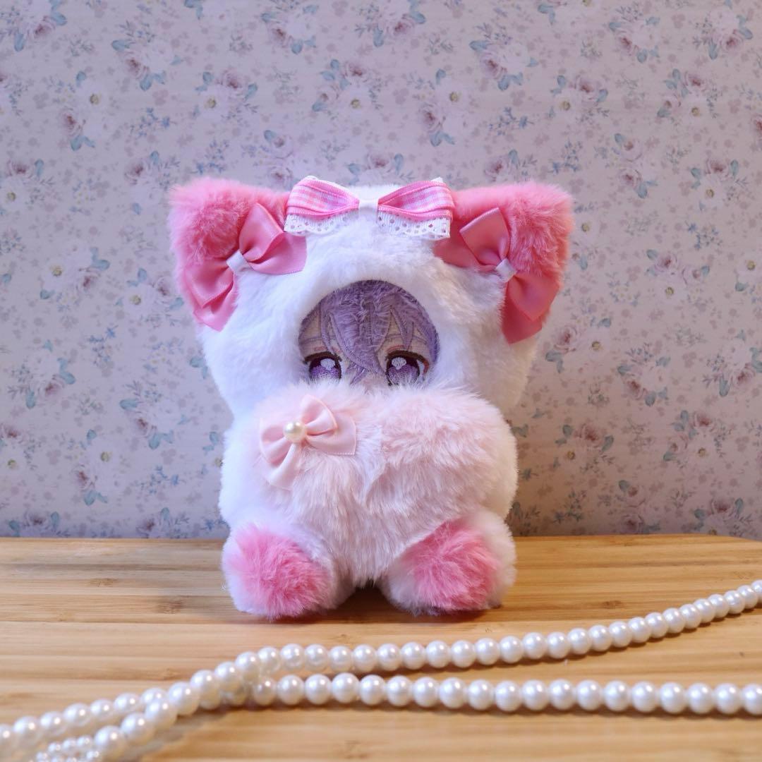 持てるよ ねこさん.12〜14cm/ピンク❤︎おすわりぬい服 着ぐるみ ちびぐるみ