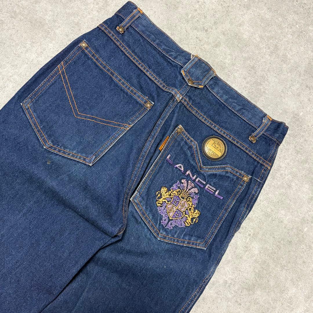90s vintage LANCEL デニムパンツ 紋章刺繍 日本製 28