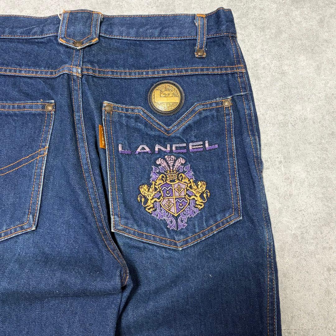 90s vintage LANCEL デニムパンツ 紋章刺繍 日本製 28