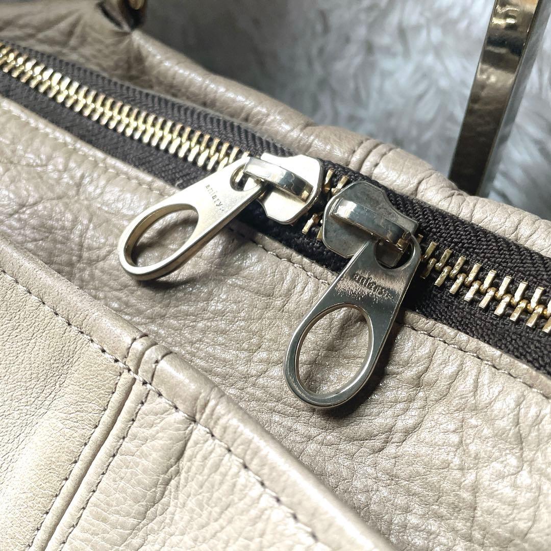 aniary ベージュ レザー 2way ショルダー付 トートバッグ 保存袋付き