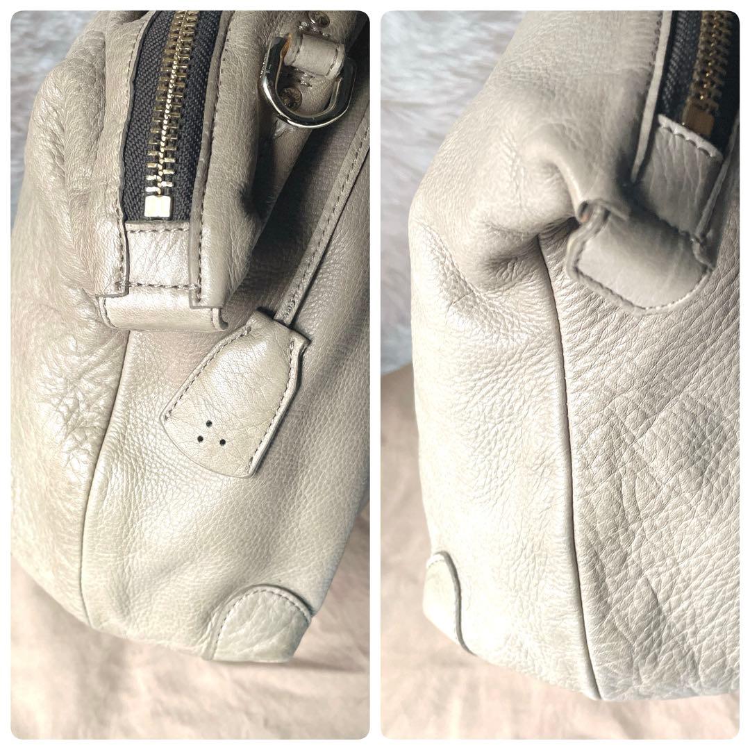 aniary ベージュ レザー 2way ショルダー付 トートバッグ 保存袋付き