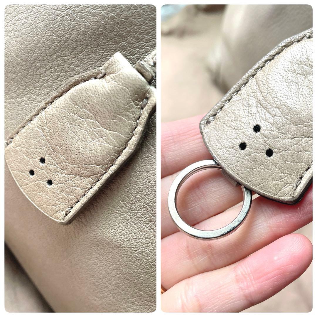 aniary ベージュ レザー 2way ショルダー付 トートバッグ 保存袋付き