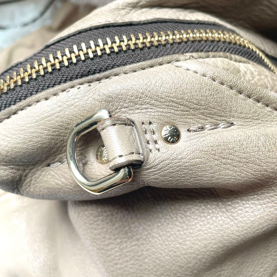 aniary ベージュ レザー 2way ショルダー付 トートバッグ 保存袋付き