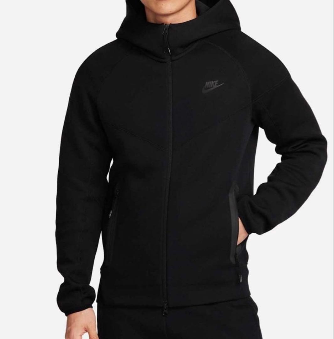【美品】NIKE テックフリース ジップパーカー スウェット フード　 黒　L