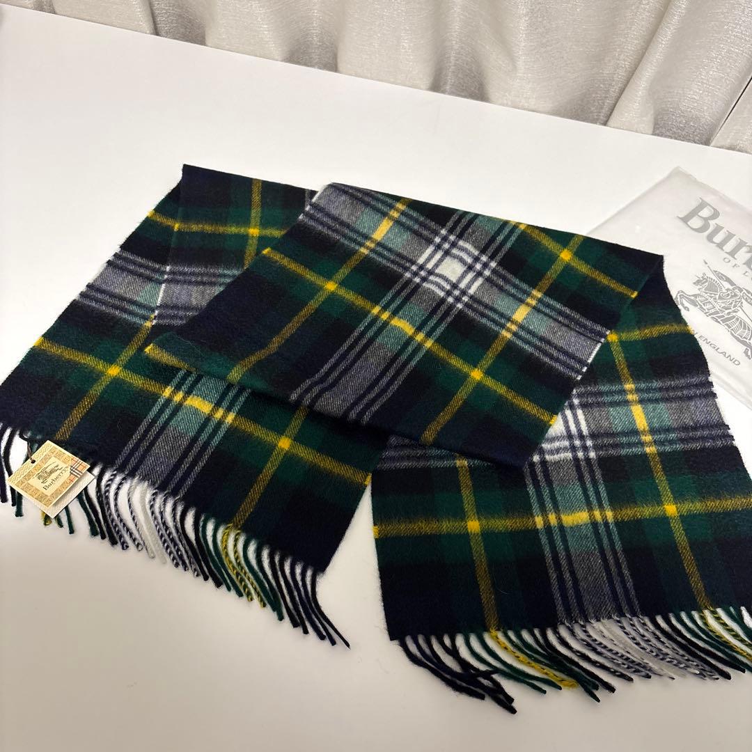 新品 Burberry タータンチェック カシミヤ100 マフラー グリーン