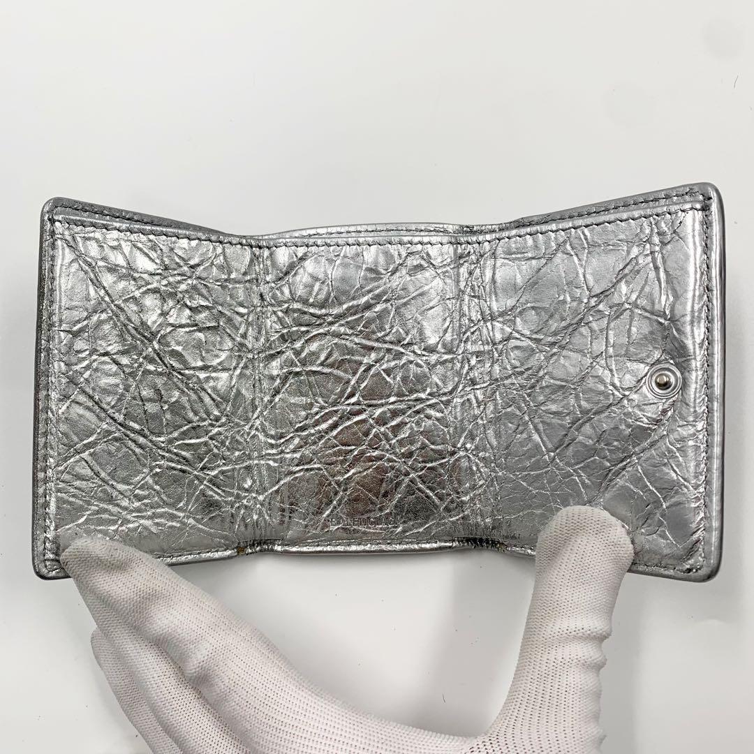 【✨美品✨】バレンシアガ 三つ折り財布 ペーパーミニウォレット シルバー