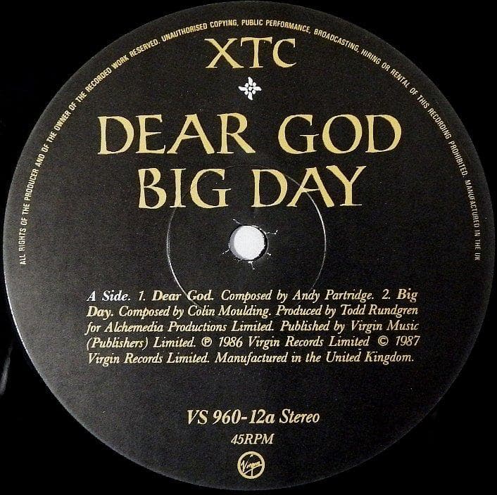 XTC 極上美品Dear God UKオリジナル 12インチ トッド・ラングレン