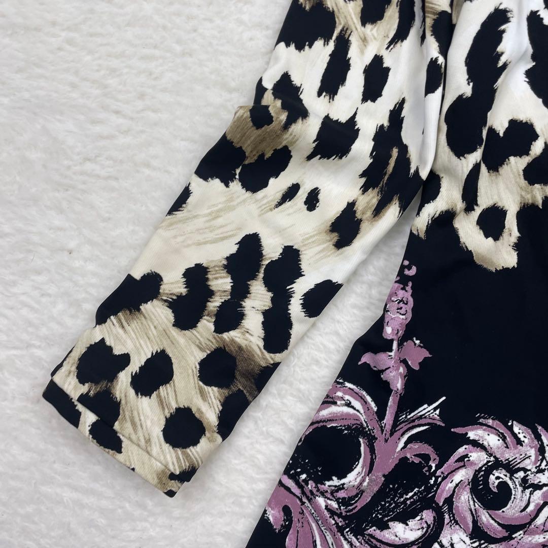 美品　roberto cavalli 総柄　ヒョウ柄 長袖ワンピース　イタリア製