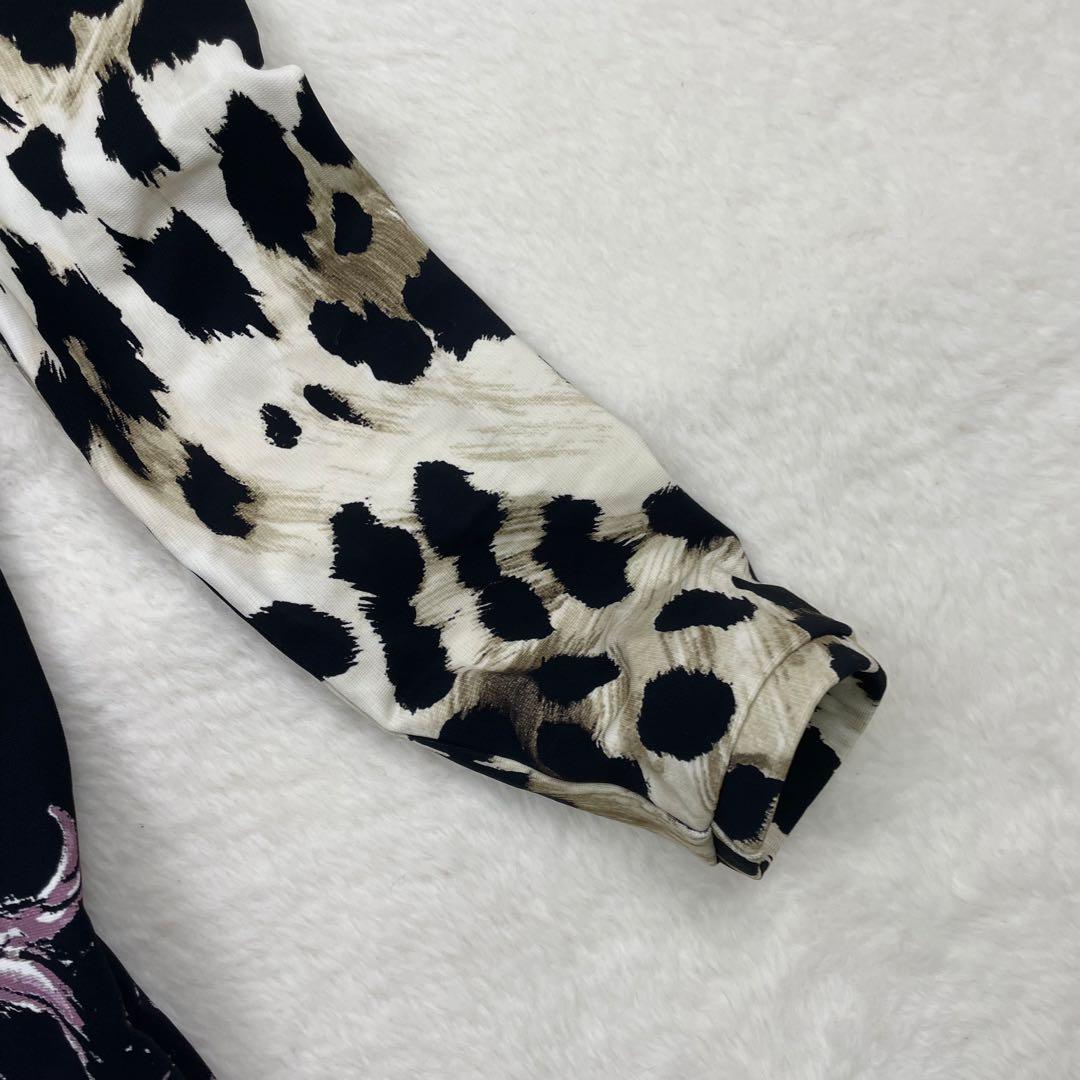 美品　roberto cavalli 総柄　ヒョウ柄 長袖ワンピース　イタリア製