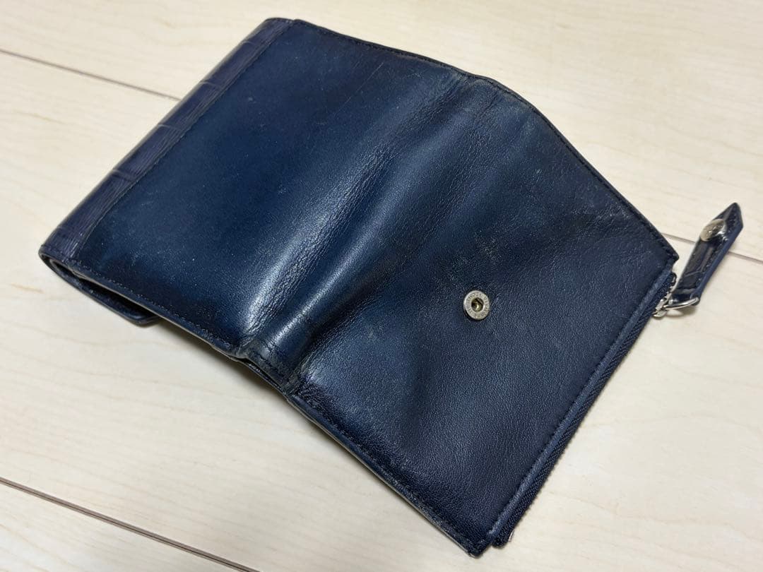 Vivienne Westwoodネイビー クロコダイル型押し 三つ折り財布
