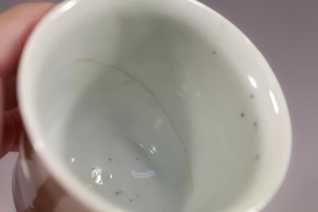 626　初期伊万里染付籠目図蕎麦猪口　江戸初期　ほぼ完品。