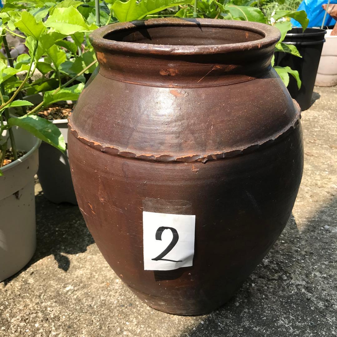 唐津焼　甕　壺②高さ約37.5㎝＊古民具メダカ鉢睡蓮鉢