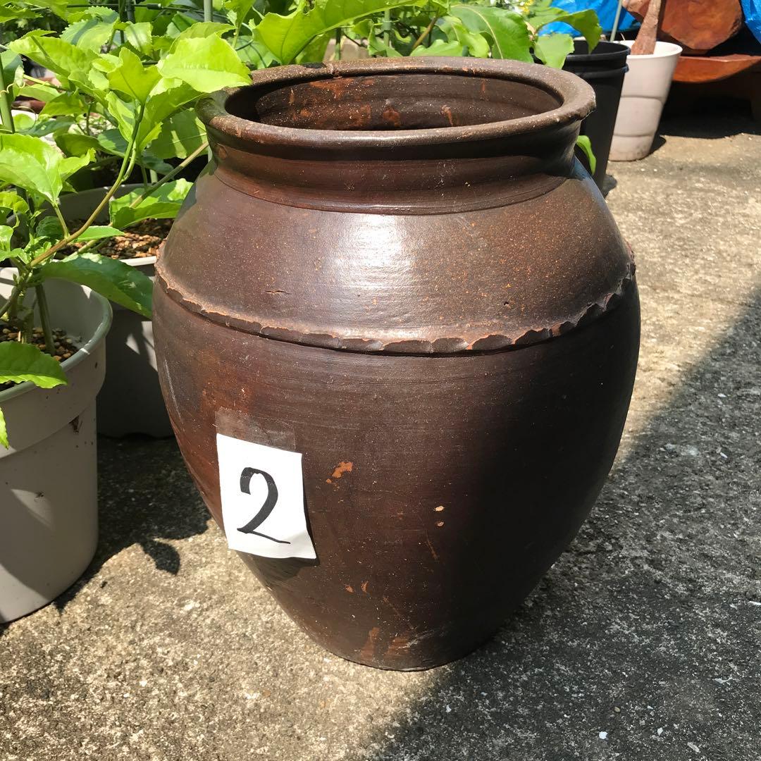 唐津焼　甕　壺②高さ約37.5㎝＊古民具メダカ鉢睡蓮鉢
