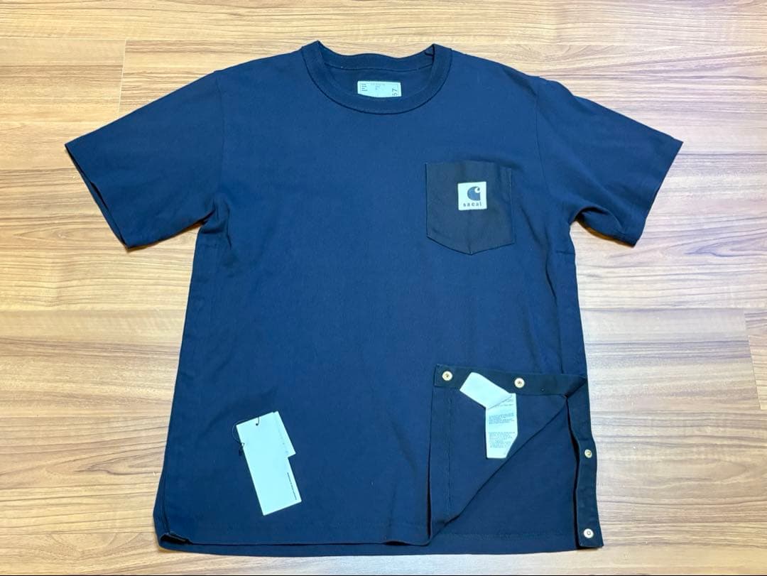 sacai × Carhartt ポケットサイドスリットTシャツ size5紺