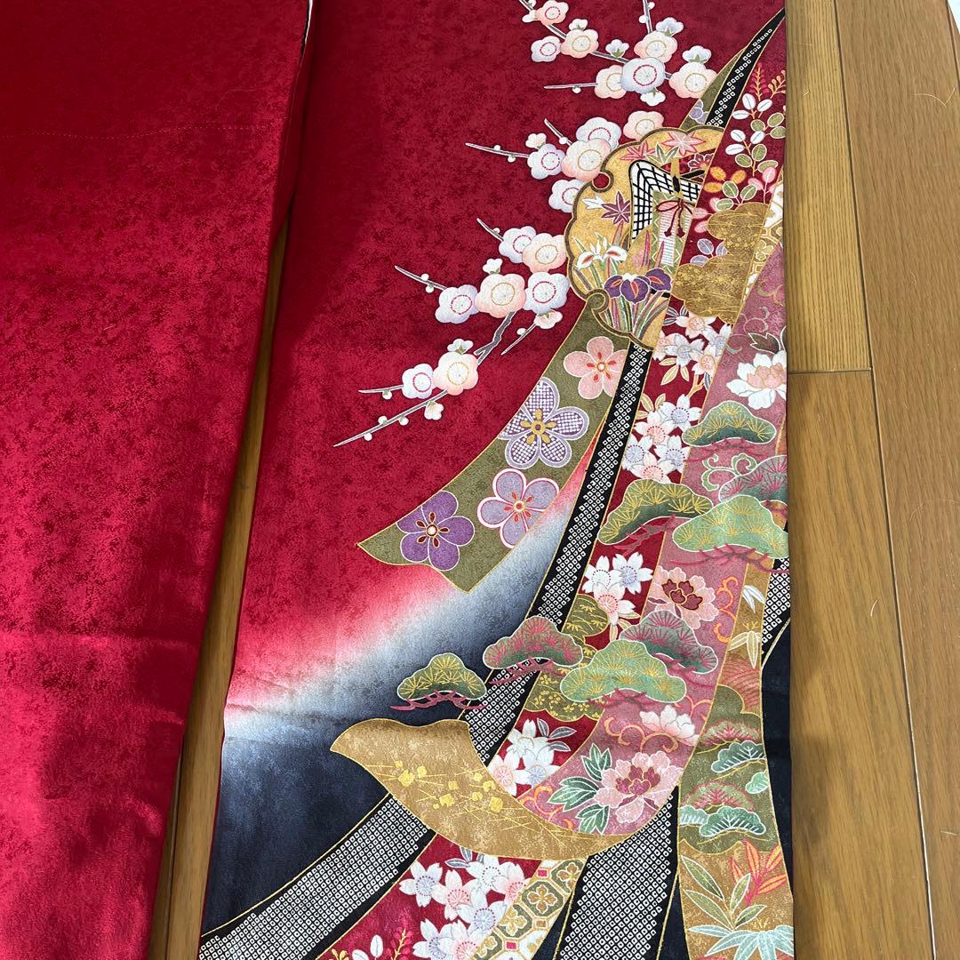 京都きもの友禅　80万円　振袖フルセット 正絹 豪華古典柄 成人式 結婚式 赤