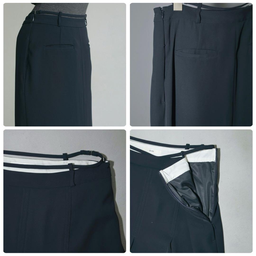 anuke Tuck Long Skirt タックロングスカート 黒 38