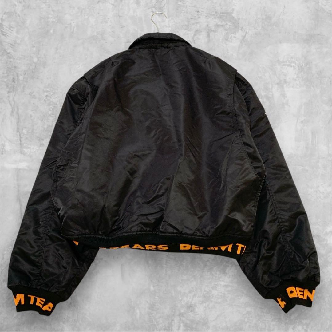 DENIM TEARS ボンバージャケット ブラック ナイロン ワッペン L