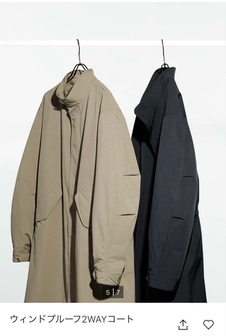 【美品】ユニクロ　ウィンドプルーフ2WAYコート　ブラック　Мサイズ