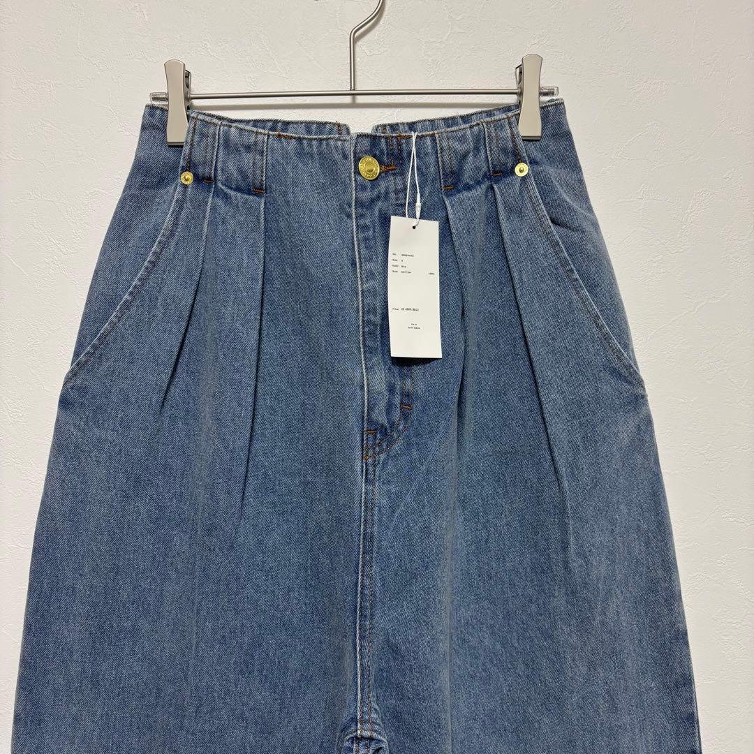✨新品✨i'm in 辻元舞 バックベルトワイドジーンズ デニム 綿 ブルー S