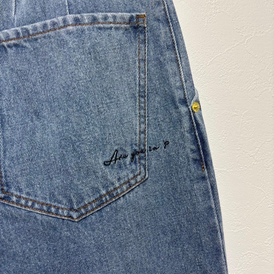 ✨新品✨i'm in 辻元舞 バックベルトワイドジーンズ デニム 綿 ブルー S