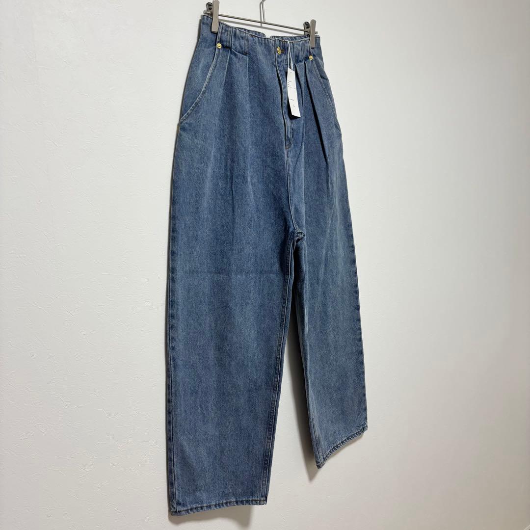 ✨新品✨i'm in 辻元舞 バックベルトワイドジーンズ デニム 綿 ブルー S