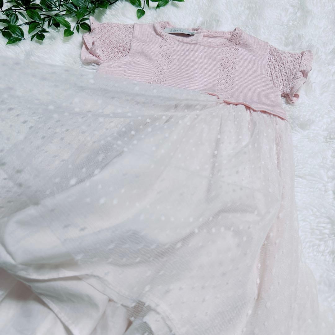【95センチ】BabyDior ディオール　ワンピース　レース　ピンク