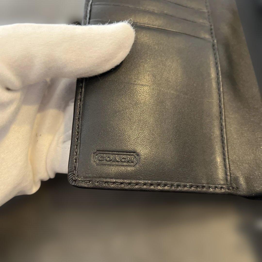 小物 Coach Compact Wallet Soho Black leather