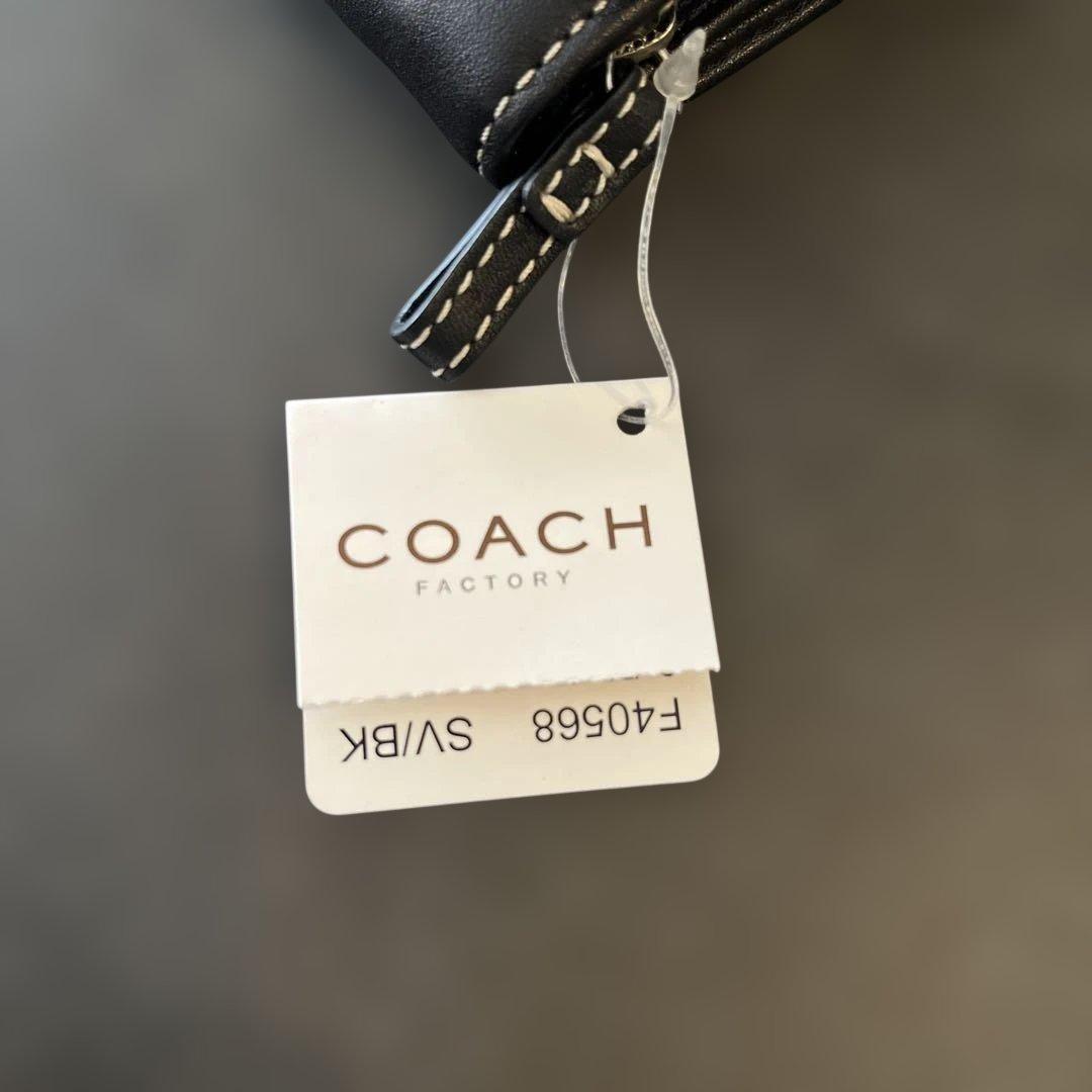 小物 Coach Compact Wallet Soho Black leather