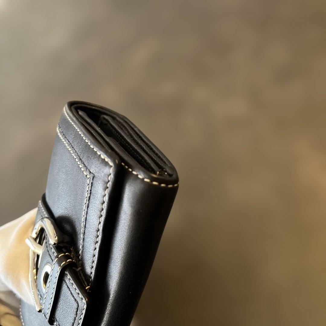 小物 Coach Compact Wallet Soho Black leather