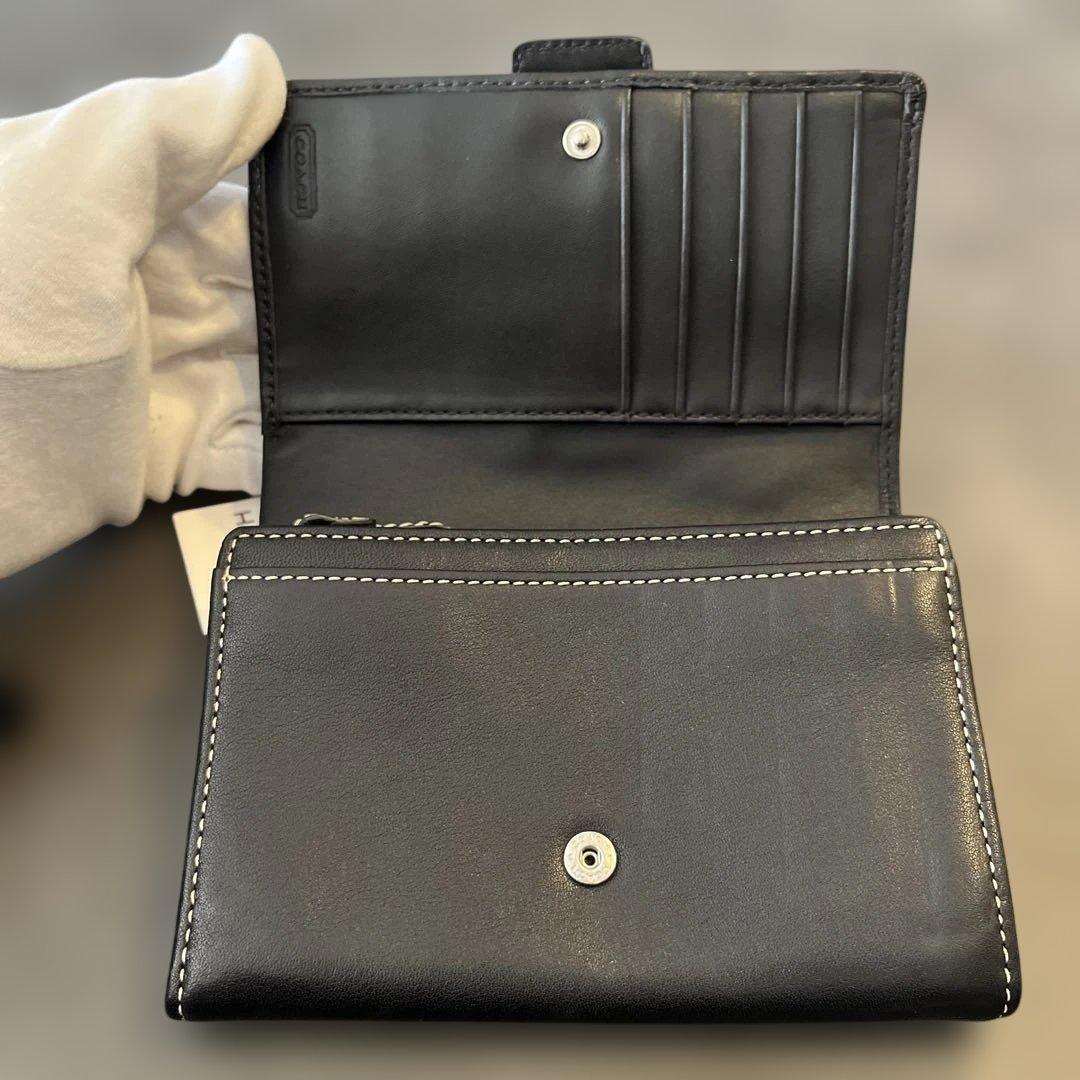 小物 Coach Compact Wallet Soho Black leather