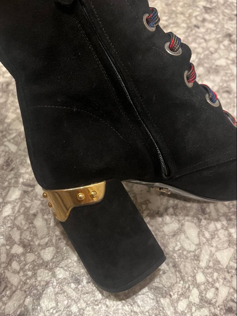 プラダ PRADA スエード ショートブーツ36 ブ ラック