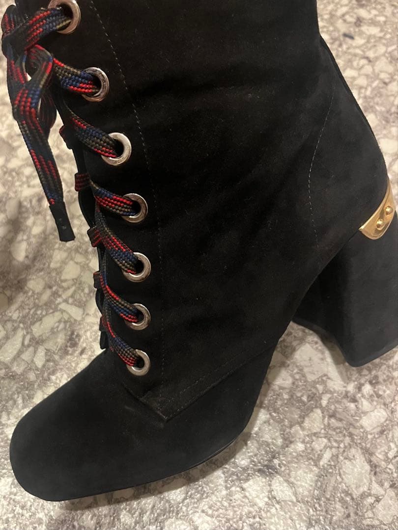 プラダ PRADA スエード ショートブーツ36 ブ ラック