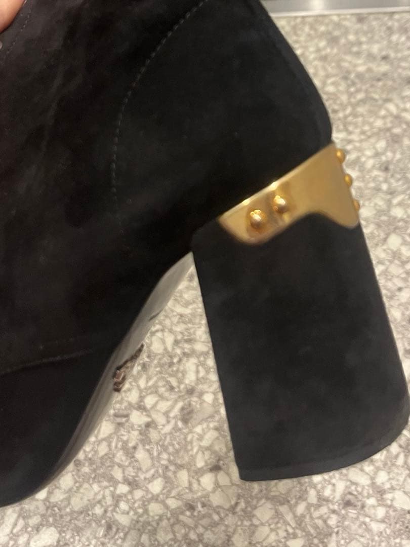 プラダ PRADA スエード ショートブーツ36 ブ ラック