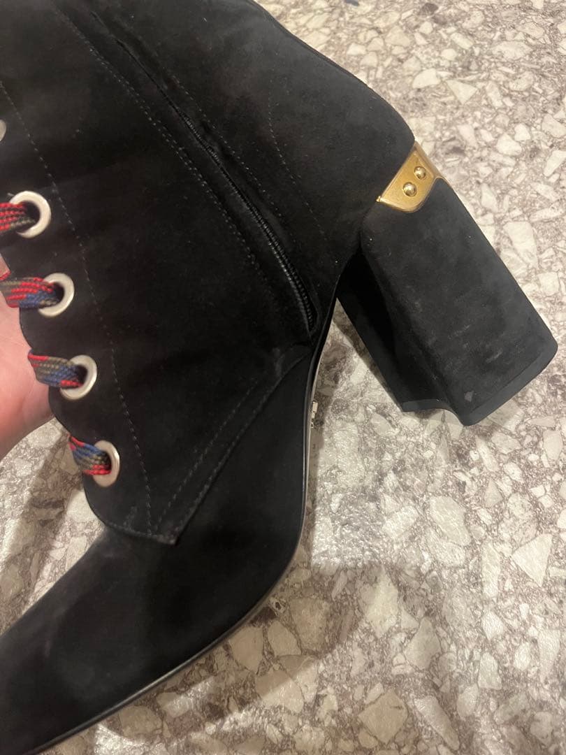 プラダ PRADA スエード ショートブーツ36 ブ ラック