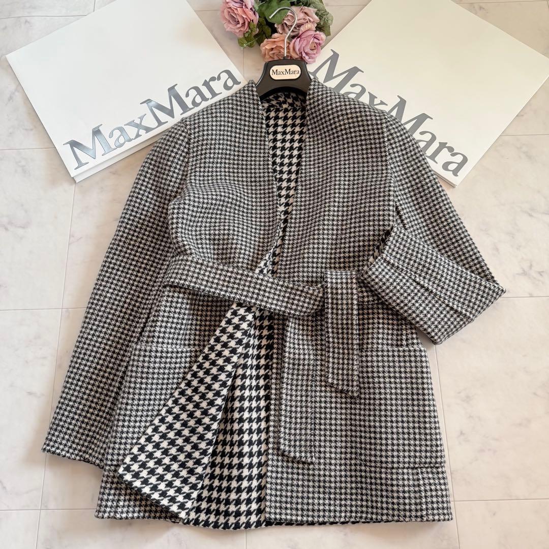 美品★マックスマーラ 白タグ 2way カシミヤ混コート クチートアマーノ 40
