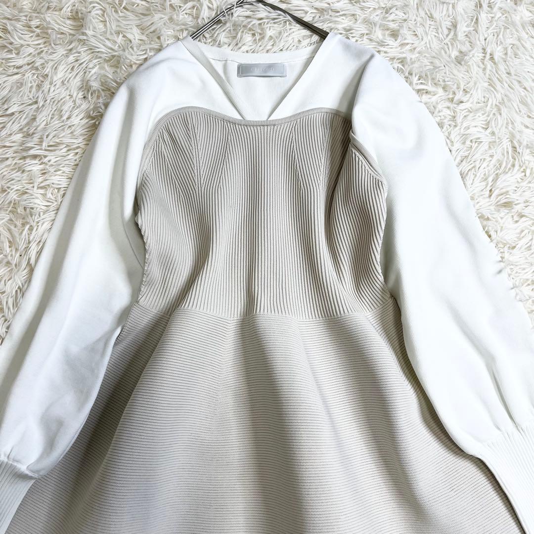 極美品✨セルフォード コクーンホールガーメントワンピース ベージュ 36
