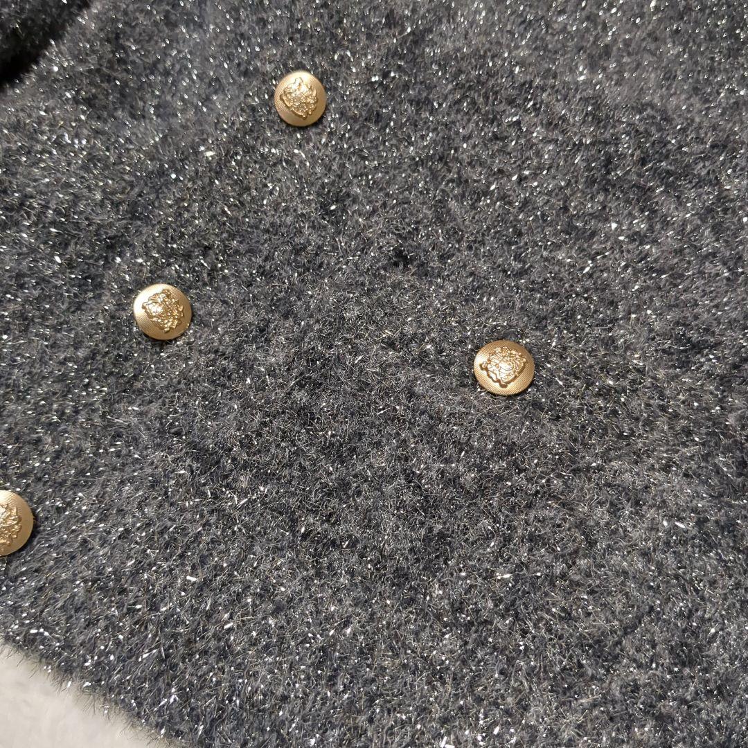 美品　CADUNE カデュネ　キラキララメニットカーディガン　金ボタン　S