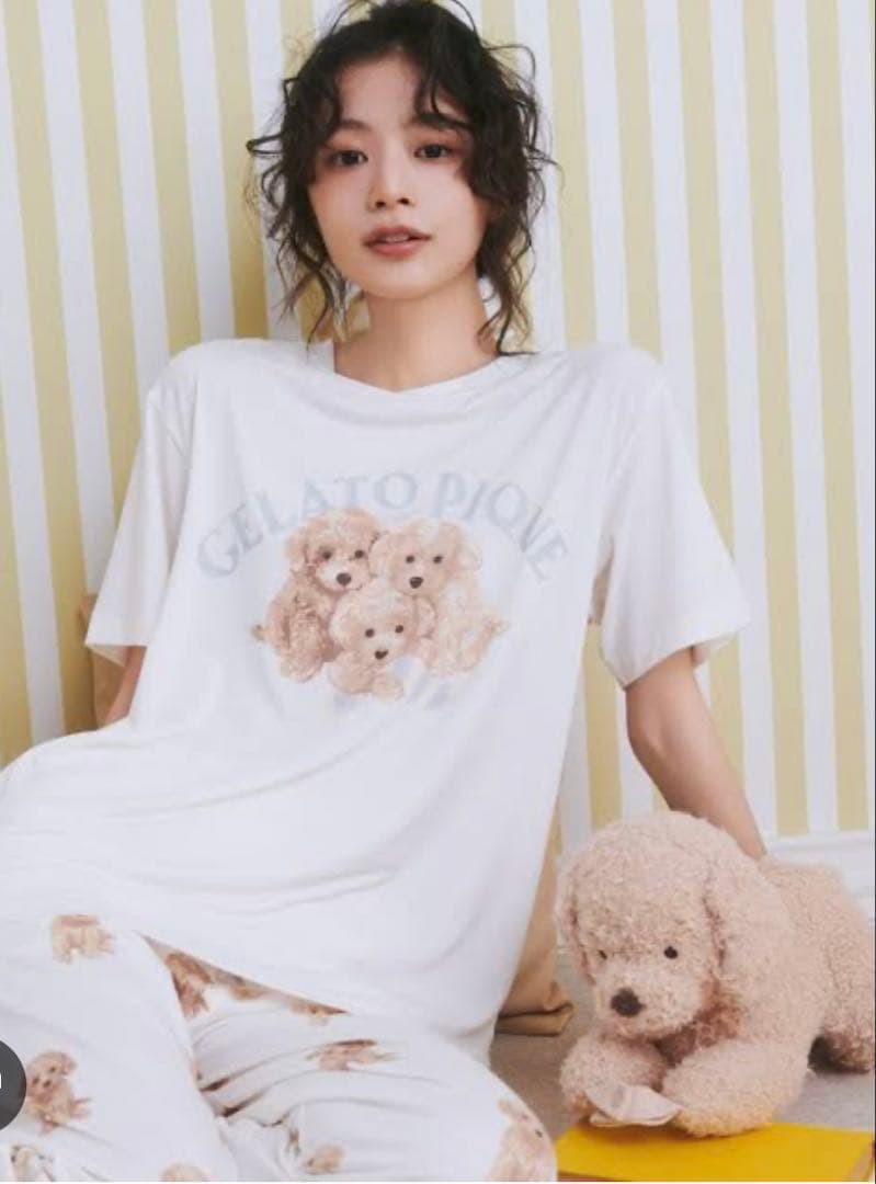【新品タグ付】ジェラートピケ トイプードル Tシャツ＆ロングパンツ セットアップ