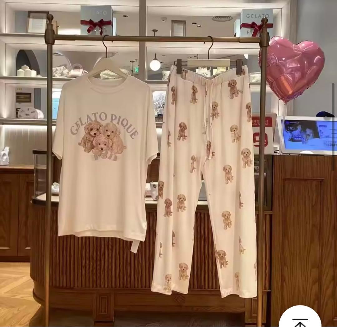 【新品タグ付】ジェラートピケ トイプードル Tシャツ＆ロングパンツ セットアップ