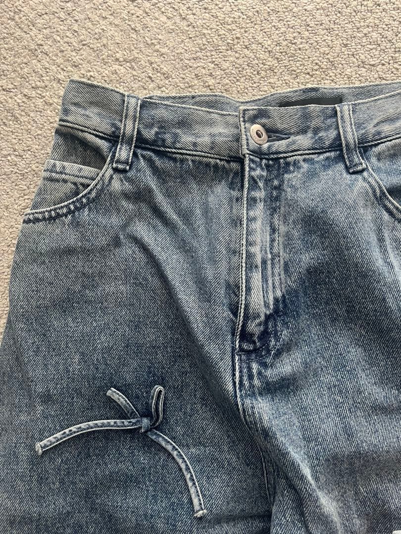 リボンディテール付きデニムパンツ 38