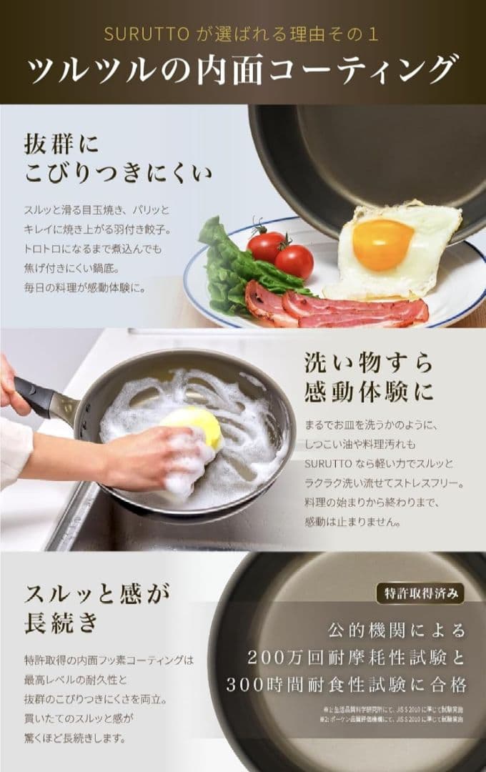 SURUTTO フライパン 30cm　IH対応　ガス対応